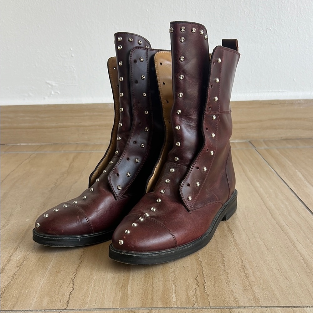 Studded Leather Ankle Boots